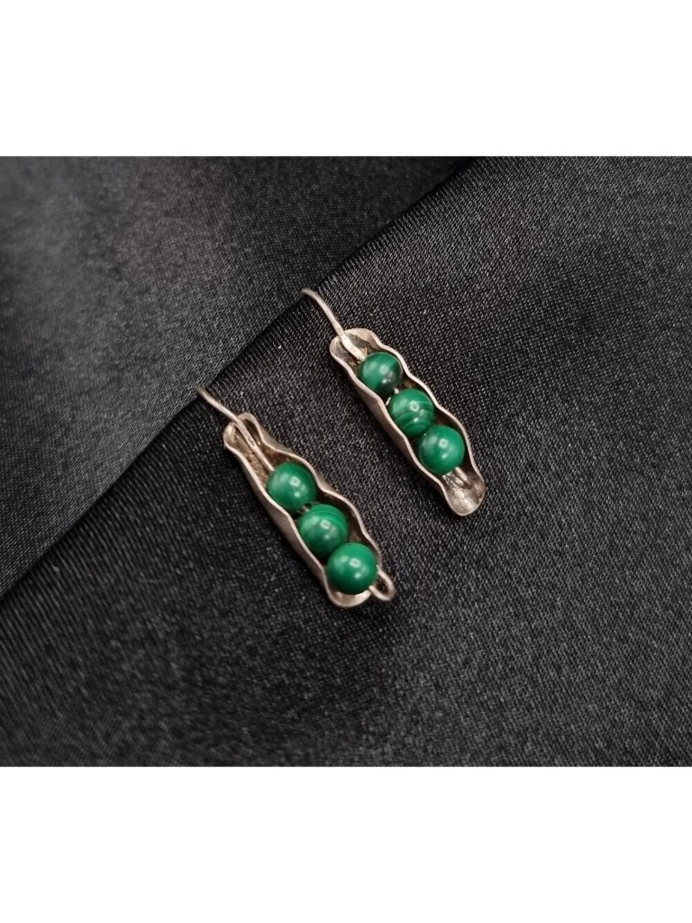 Vintage Early 2000's Malachite 925 Sterling Silver Earrings